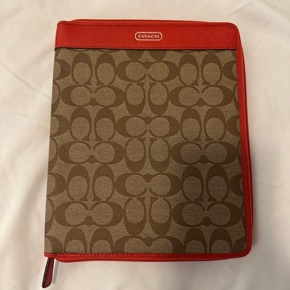 Coach Red and Brown Signature Portfolio